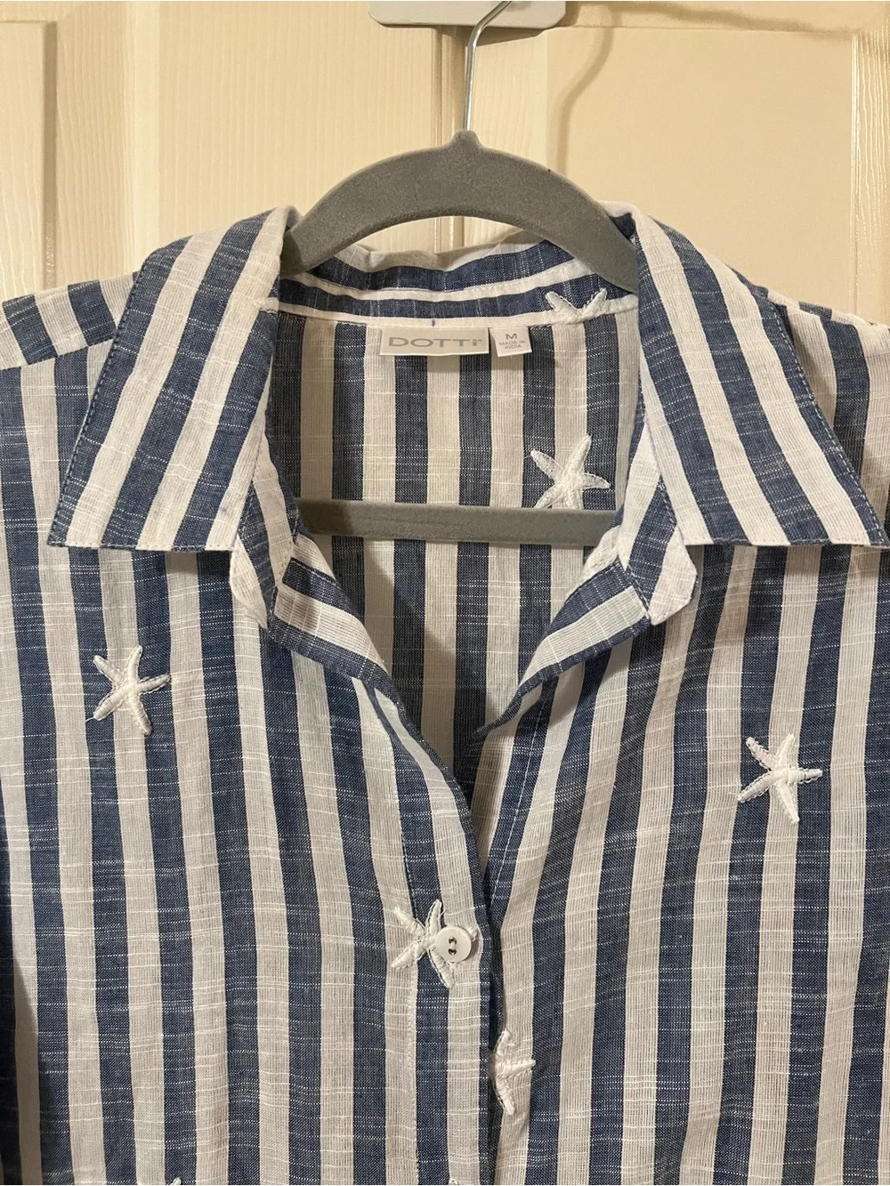NWOT Dotti Striped Starfish Embroidered Swim Coverup Shirtdress Size Medium